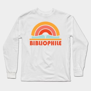 Bibliophile in retro bright orange, red, and yellow - for book lovers and bookworms everywhere Long Sleeve T-Shirt